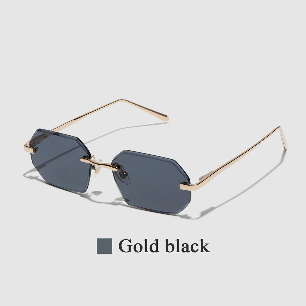 Ruiao Sunglasses Men Brand Designer Fashion Rimless Sun Glasses Shades Diamond Cut Lens Ladies Frameless Metal Eye glasses