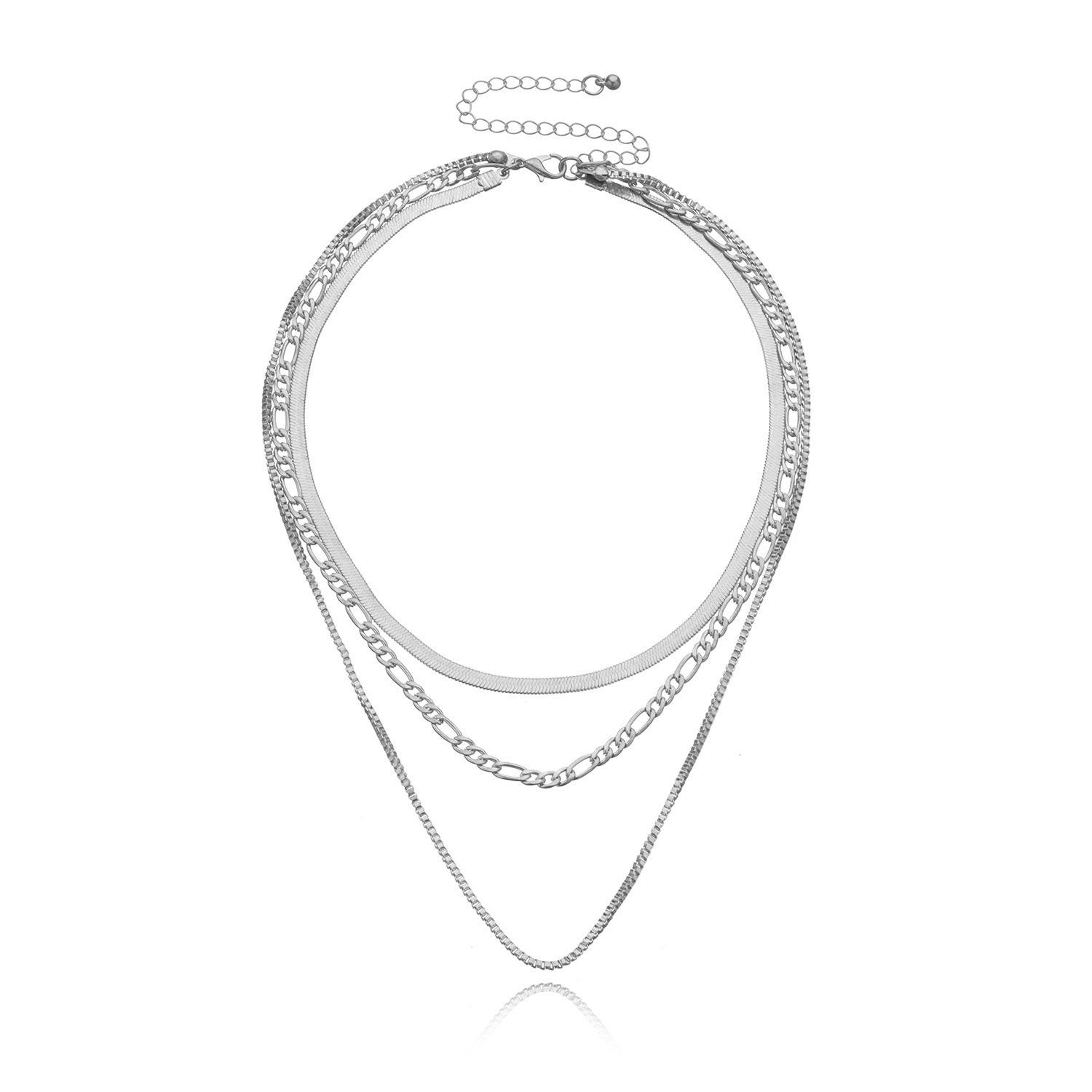 

Европейско-американское геометрическое многослойное короткое колье-чокер в стиле хип-хоп - Женская модная уличная панк-бижутерия. серебряный