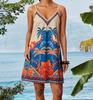 2026 Summer Fashion Casual Spaghetti Strap Printed V-Neck Slim Fit Dress for Women
