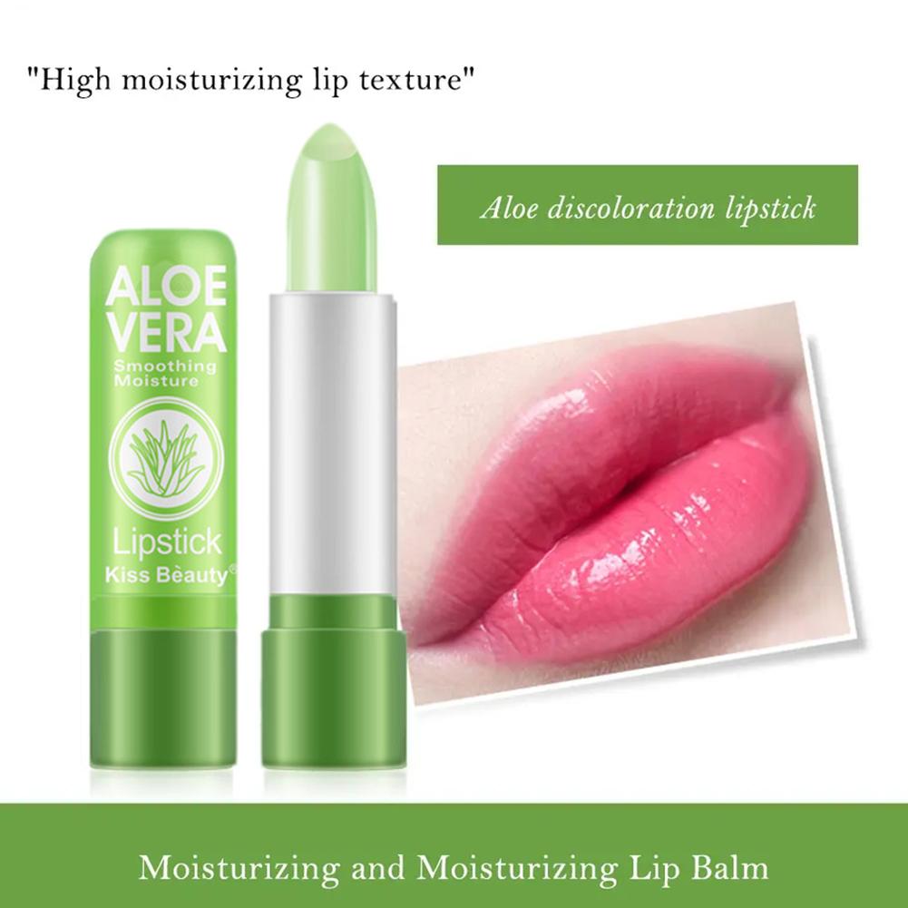 Rossetto Aloe Vera Che Cambia Colore Lunga Durata, Idratante, Balsamo Labbra Attivato dalla Temperatura, Resistente allo Sbiadimento, Cura Nutriente per le Labbra
