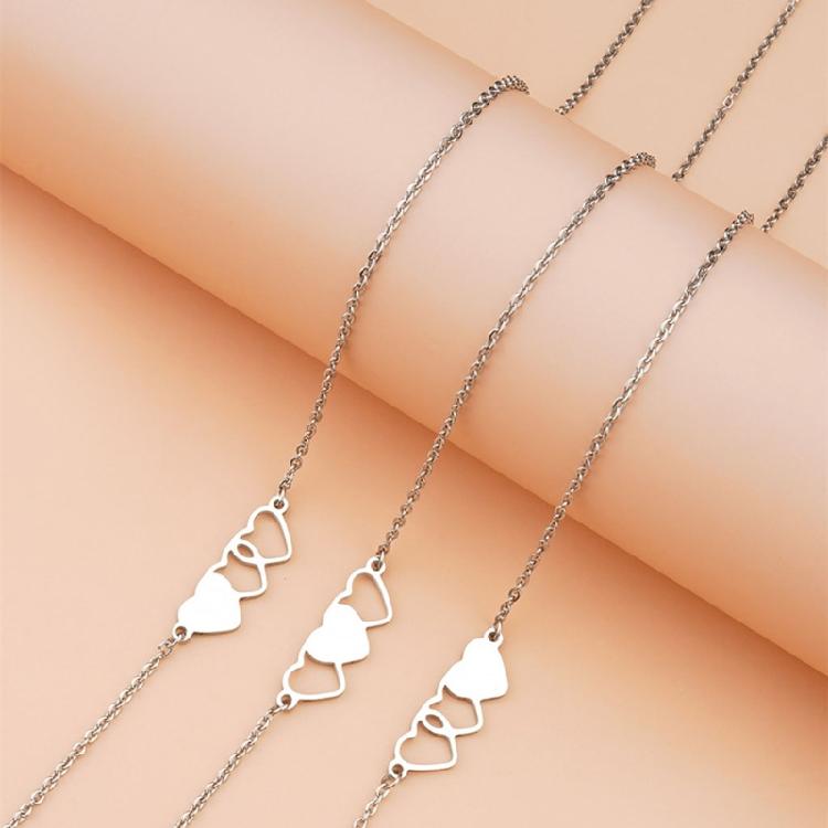 Necklace Suitable for 3 BFF Matching Heart Pendants Long Distance Friendship