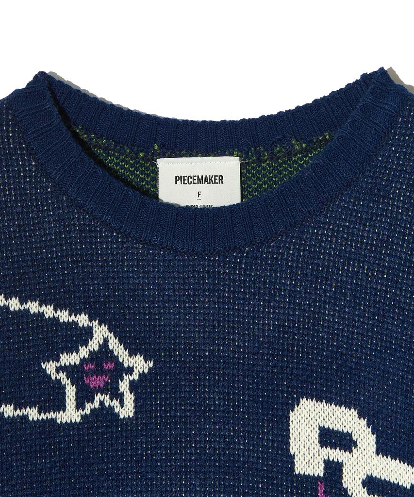 PEACE MAKER Donkey Jacquard Knit Pullover (Navy)