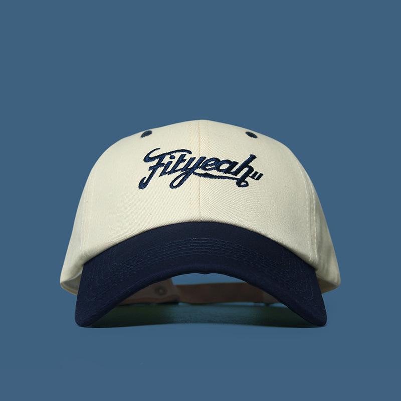 

Retro design sense niche baseball cap men and women summer embroidery color matching wide brim cap showing small face Adjustable