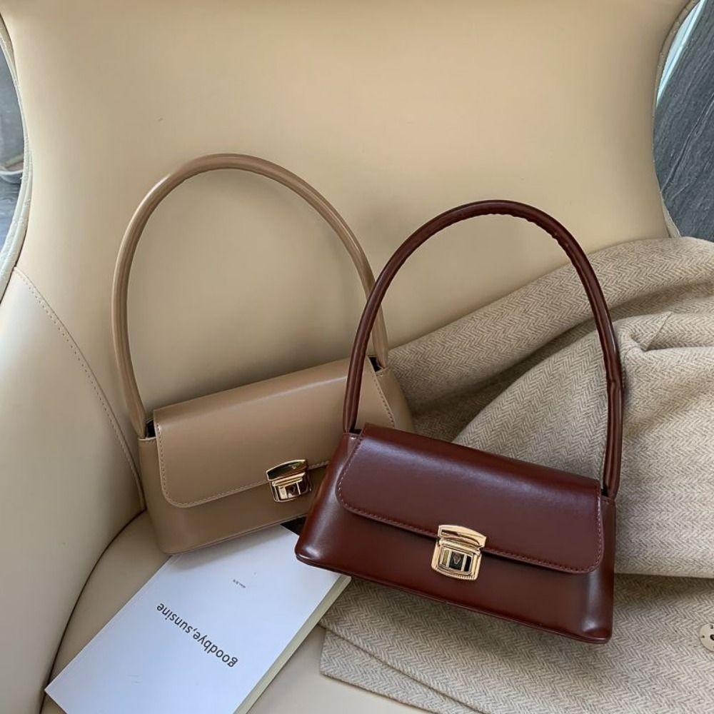 Handbag French Stick Bag Large Capacity PU Leather Shoulder Bag Simple Underarm Bag  Girls