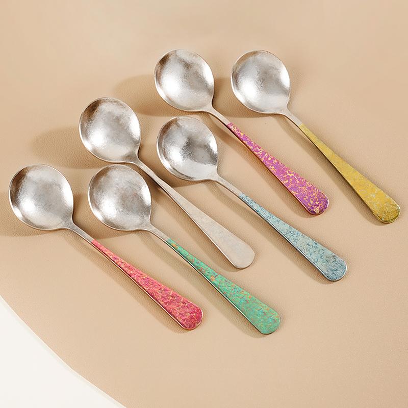 Pure Titanium Soup Spoon Portable Camping Tableware Convenient Environmental Cutlery Household Kitchen Titanium Coffee Tea Spoon
