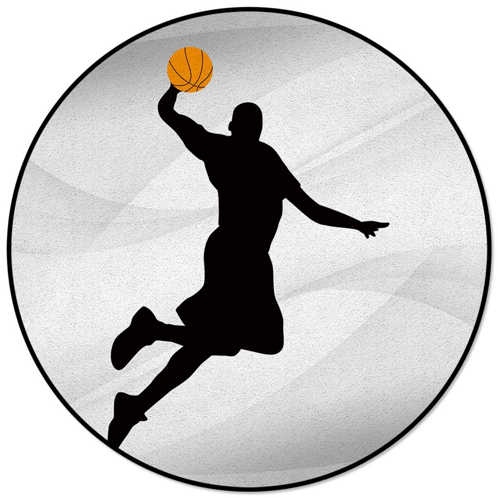 Living Room Bedroom Floor Mats Kids Room Area Rug Basketball Ball Retro Striped Print Round Rug