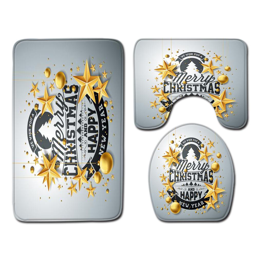 Christmas Bathroom Floor Mat Toilet Three-Piece Set