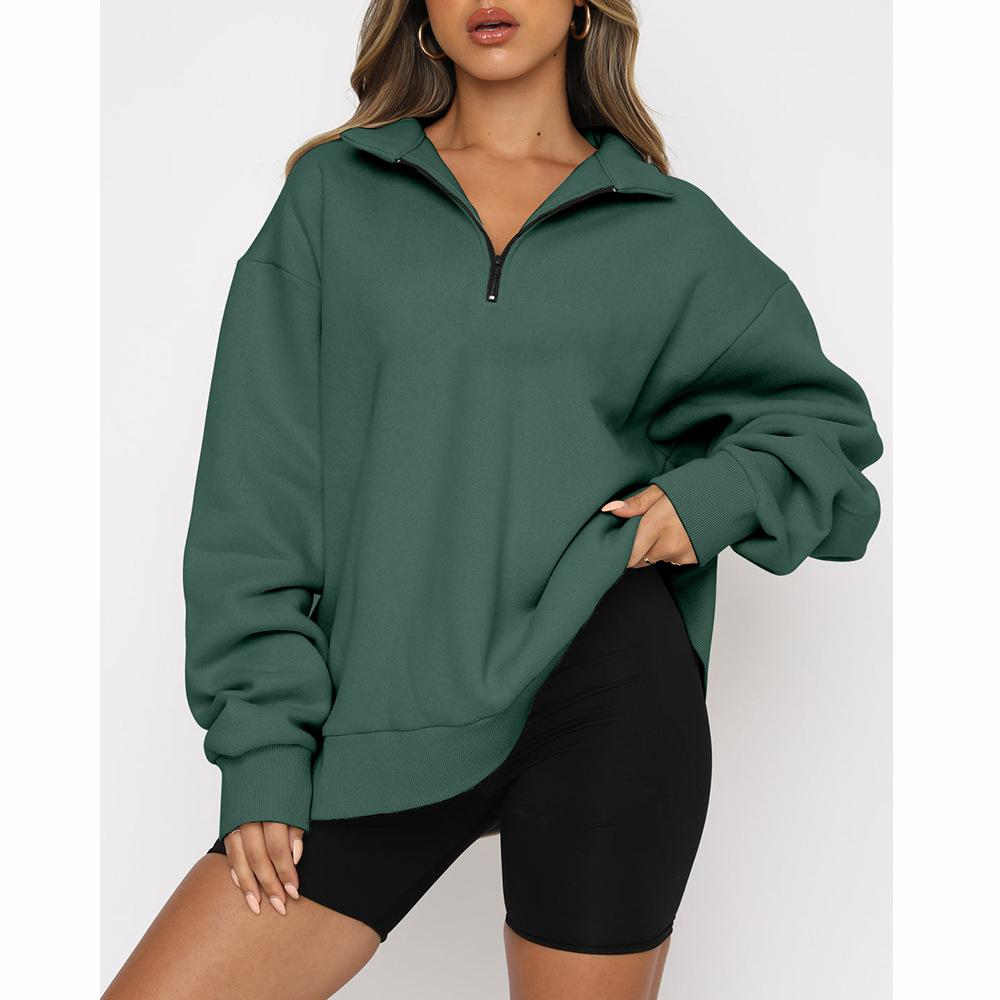 Dámský oversized pulovr na zip s dlouhým rukávem mikina s kapucí americká vintage móda tepláková souprava základní pulovry