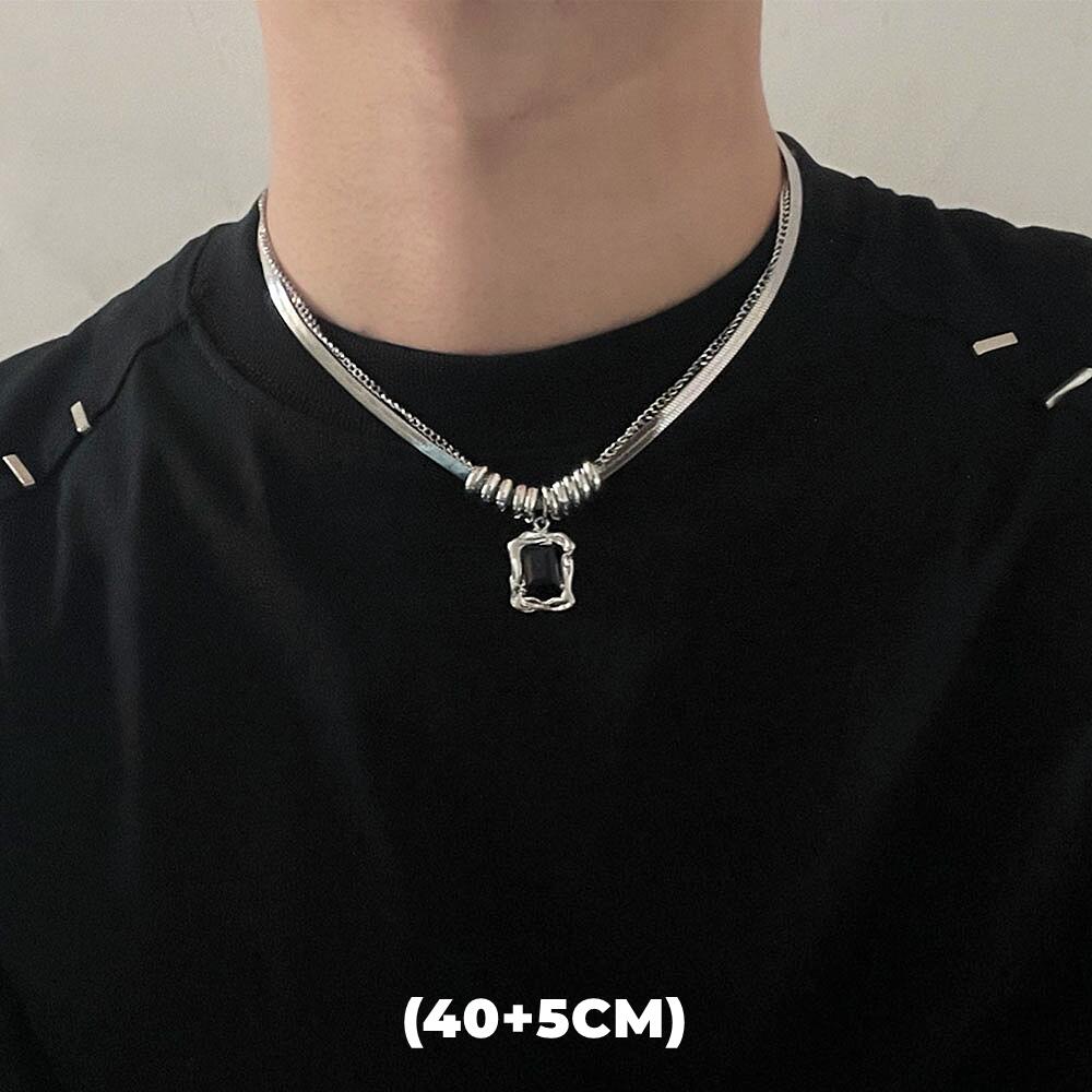 Collar de doble capa con estrella de circón estilo hip hop para hombres y mujeres, cadena colgante de acero de titanio con dije de tendencia, joyería unisex al por mayor