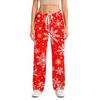 Women's Christmas Print Pants with Elastic Waist, Casual Sleep Pants for Home