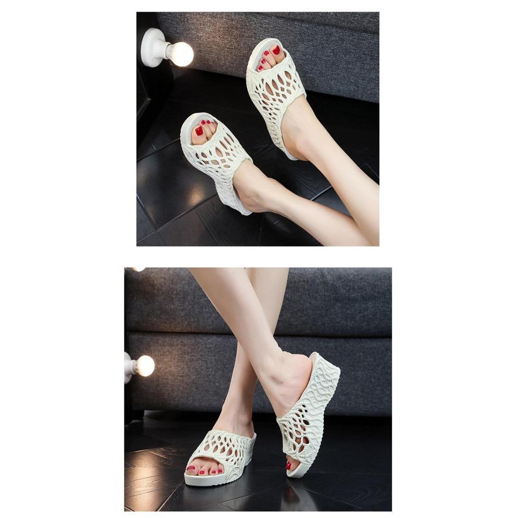 Ladies' Fashion Slope Heel Sandals - Open Toed Thick Soled Shoes with Breathable PVC Material, Comfortable for Summer Casual Wear , Strap Up Sandals