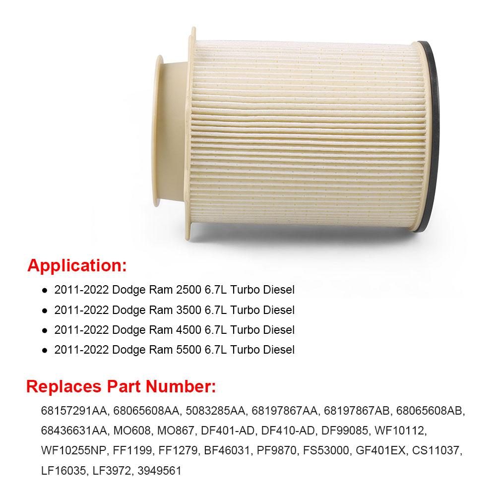 Premium-Kraftstofffilter für Dodge Ram 2500 3500 4500 5500 2013–2019 mit Cummins 6,7 l Dieselmotor 68065608AA 68197867AB