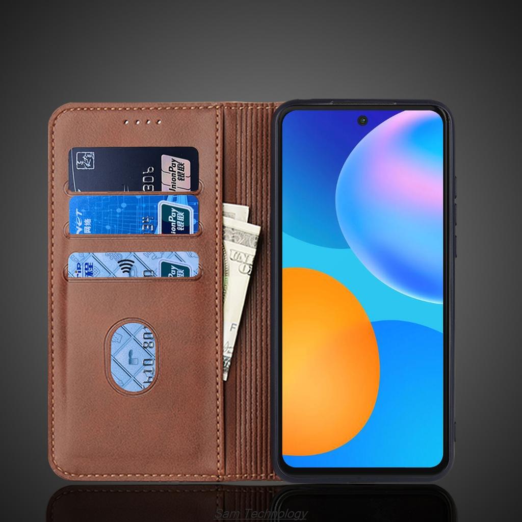 Magnetic Attraction Leather Case for Huawei Y7A / P Smart 2021 Holster Flip Cover Case Wallet Phone Bags Fundas Coque
