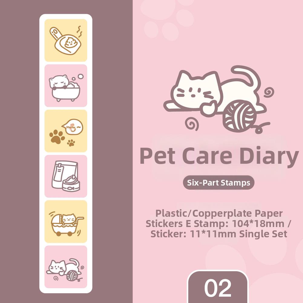 

6Pcs Cartoon Cat Seal Sweet Dream Diary Series Cute Stamp Seal Set Stationery Journal Scrapbooking Diary DIY Decoration Gift