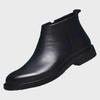 Men's Solid Color Leather Chelsea Boots - European Style, All-Match, Winter