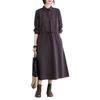 2025 Autumn Korean Style Cotton-Linen Polo Collar Elegant Long Sleeve Shirt Dress