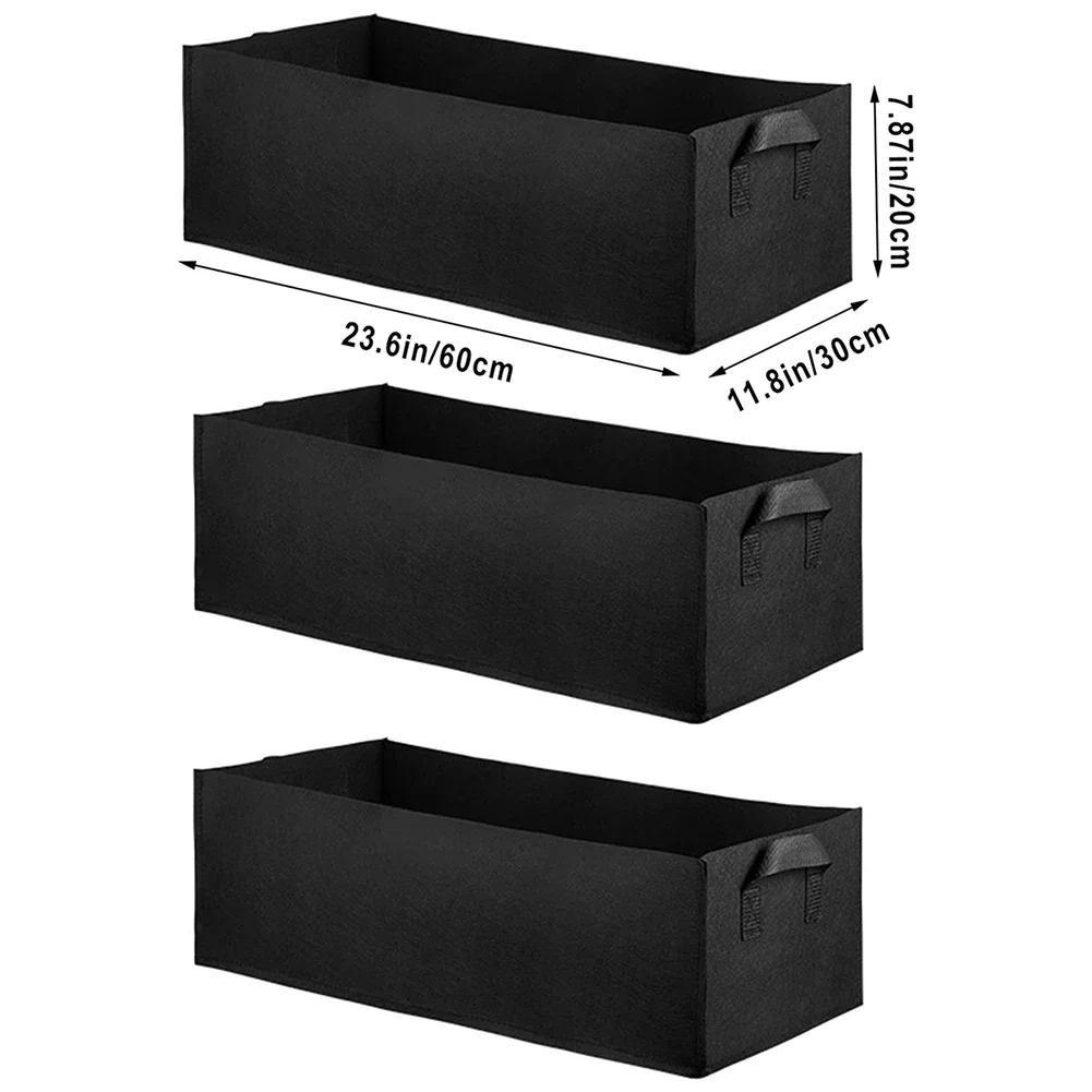 2/3 buc Sac de Cultivare din Feutru Dreptunghiular Strat de Grădină Jardiniere de Flori Plante Legume Ghiveci de Pepinieră Container de Plantare