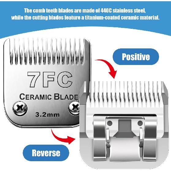 Dog Grooming Replacement Blades Compatible with Andis Dog Clipper, Dog Clipper Blades Compatible with Oster A5,Wahl KM-10 Series Dog Clipper,7FC