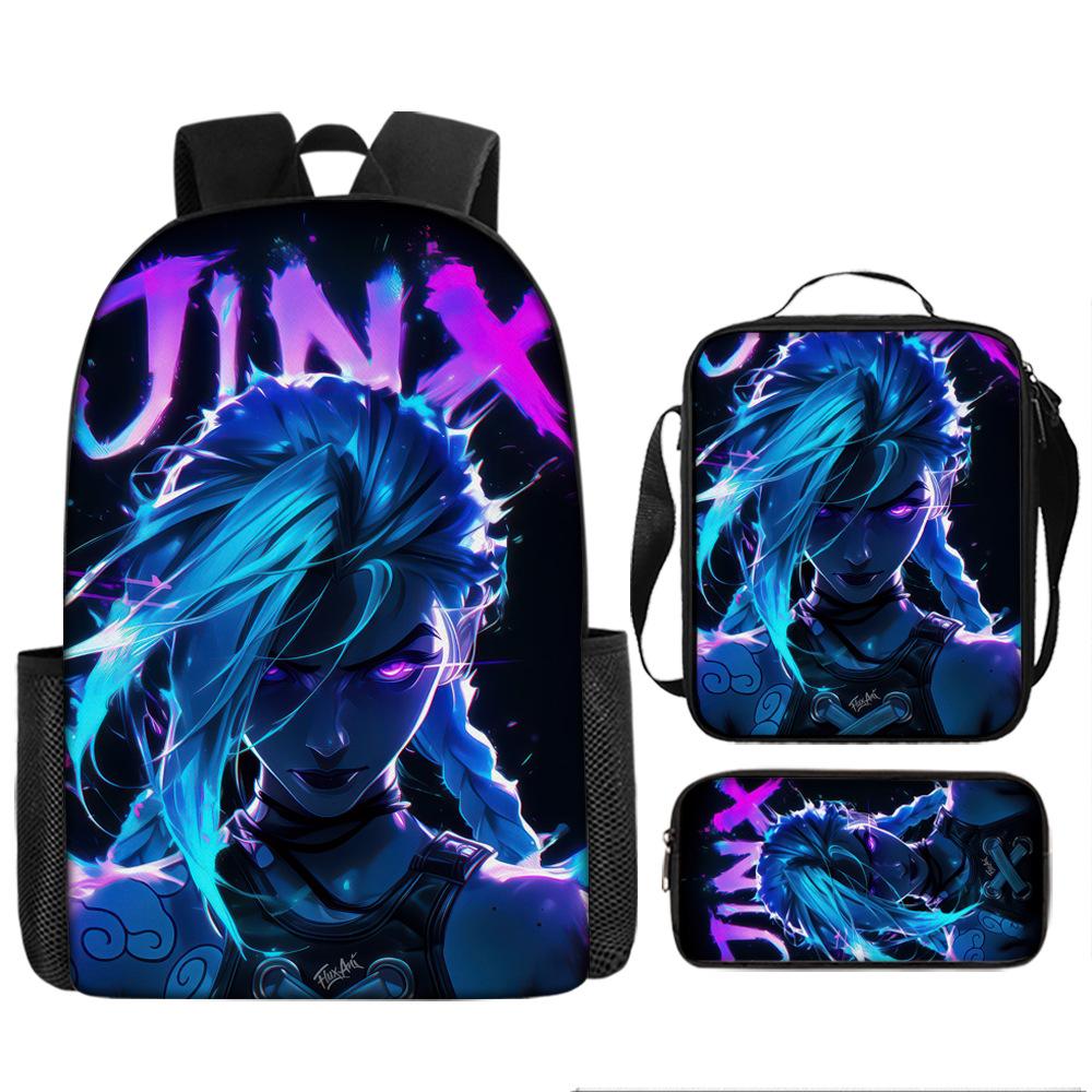 Battle of the Twin Cities Arcane Children's School Bag Pencil Case Backpack Elementary School Cartoon Backpack Three-piece Set