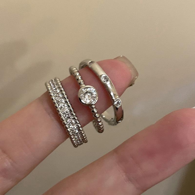 3-piece set of Personality Plain Circle Elegance Open Mouth Rings  Women Trend Party Aesthetic Jewelry Gift