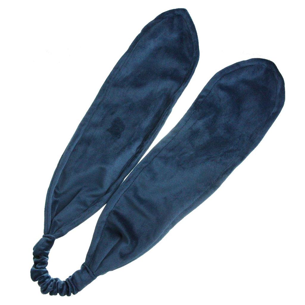 VINGTAINE Velour Wide Turban Simple Cross Wired Hair Blue Hairband, Accessory, H7180-BL,