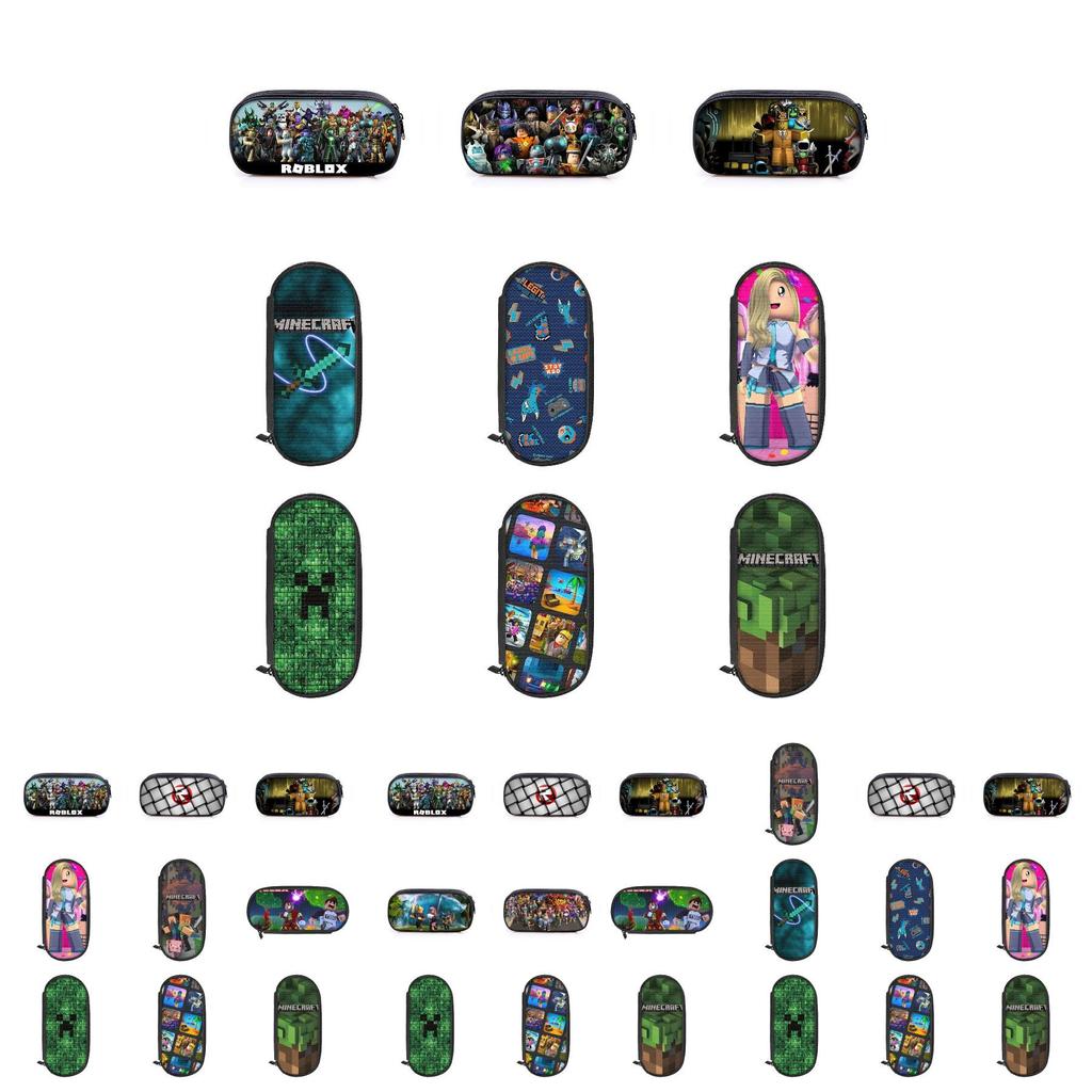 Vibrant Roblox Single Layer Pencil Case Durable Polyester Rectangular Kids Stationery Bag