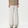 Spring and summer new pure cotton loose straight tooling wide-leg army green casual pants men's very light pants
