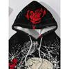 Women's Trendy Skull and Rose Print Sweatshirt, Stylish and Unique Polyester Long-Sleeve Top, Machine Washable, for Casual Daily Wear
