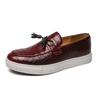 Hot Selling Wine Red Men's Flat Loafers Europe America British Style Leather Casual Shoes Men's Lightweight Low Top Shoes