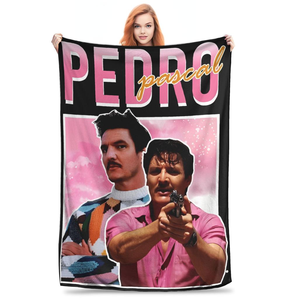 Pedro Pascal Knuffel Deken Jongen Meisje in Roze Flanellen Plaid Voor Woonkamer Super Zacht Aangepaste Kwaliteit Dekbed Cadeau Idee