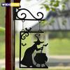 Halloween Decoration Witch Furnace Silhouette Metal Pendant, Suitable for Party , No Power Supply Required, Halloween Ghost Theme Door Decoration