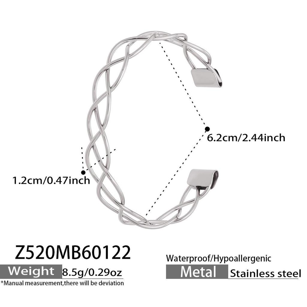 Stylish Stainless Steel Bracelet with Enamel Design and Zirconium Accent