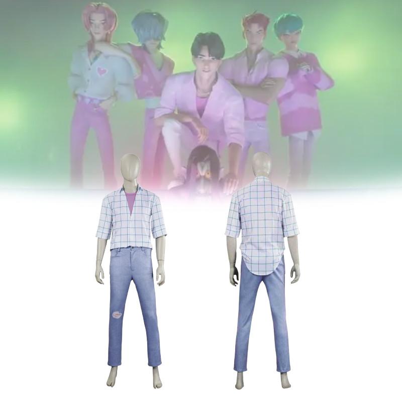 Costume Cosplay Kpop Demon Hunters con Camicia di Jeans e Tuta per Esibizioni Teatrali Anime