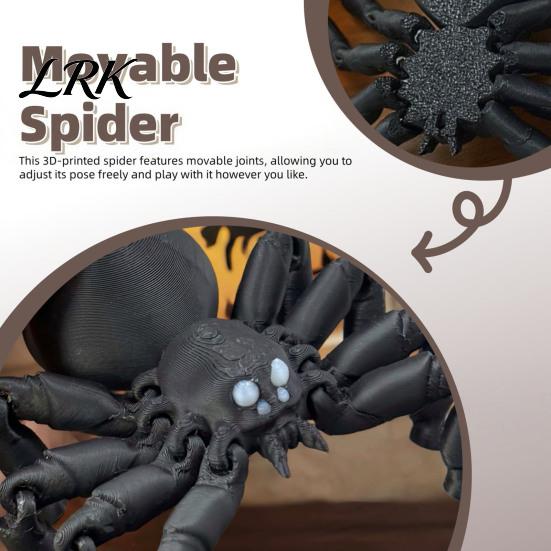 Halloween Party Decoration 3D Printed Articulated Spider Figurine, Flexible Joint Black Durable Statue, Collectible Gothic Ornament for Home