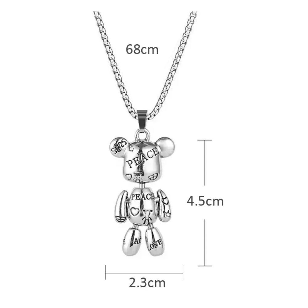La marée dynamique des ours arrive ! Collier avec pendentif coulissant, chaîne de pull hip-hop punk pour couple, bijoux tendance pour femmes en gros