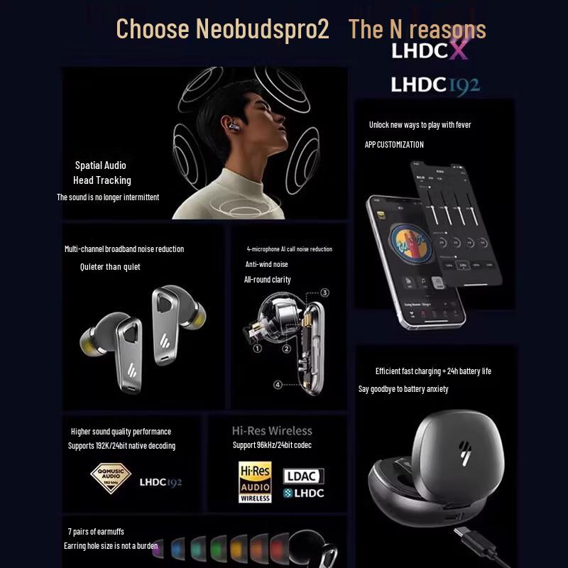 EDIFIER NeoBuds Pro2 Ultra-Wide Noise Cancelling Bluetooth Earbuds