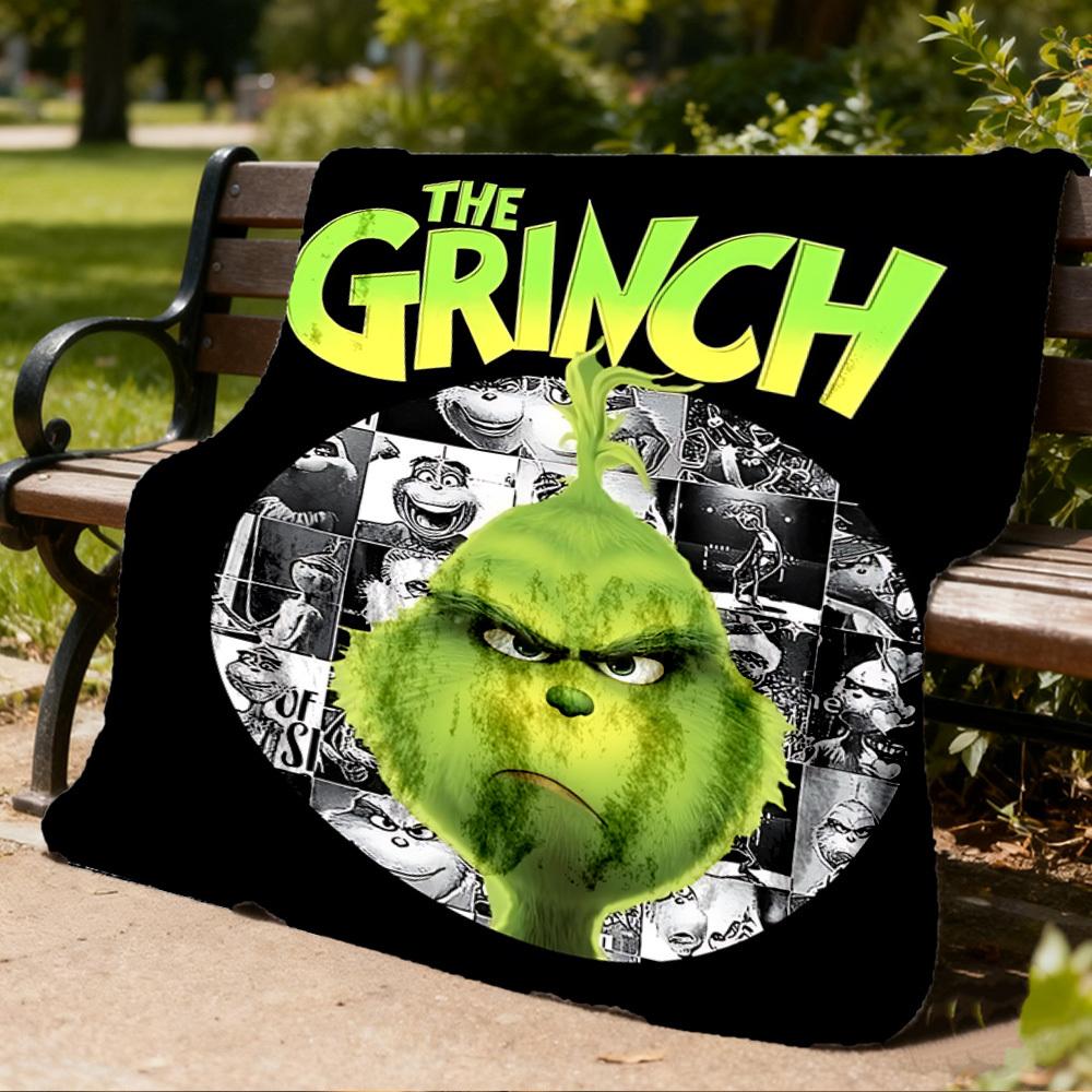 1pc Grinch, Movie Poster Outdoor Flannel Blanket, Lightweight Warm Cozy for Travel Camping Office Soft Polyester Fabric