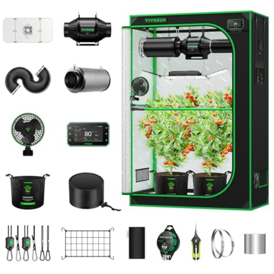Smart Pro Grow Tent Kit 2x4 Complete Grow System with WiFi-Integrated Automatic Control 2-in-1 Tunable Spectrum LED Grow Light