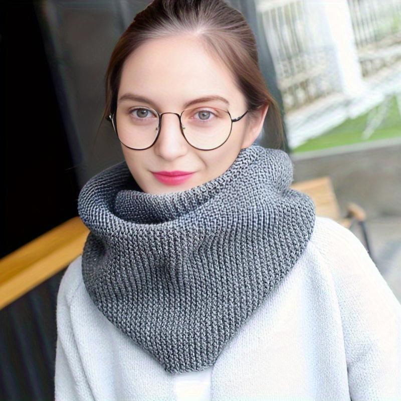 Solid Color Thick Knit Scarf for Women Autumn Winter Korean Style Warm Neckwear Scarf