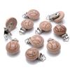 10Pcs Round Printing Beech Wood Teething Clip Chew Soother Pacifier Clip Chain For Nipple Chain Clip Nursing Product Wholesale