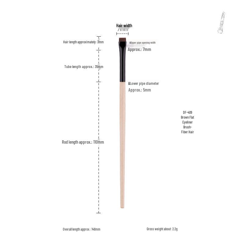 Ultra-thin Sickle Eyeliner & Flat-head Eyebrow Brush for Lower Eyelid and Under-eye Detail