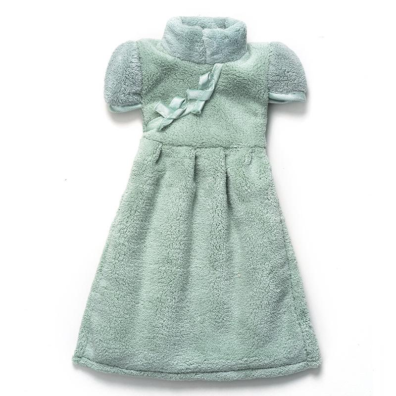 Chinese Style Qipao Soft Coral Fleece Hand Towel - Absorbent Kitchen Handkerchief, In Stock