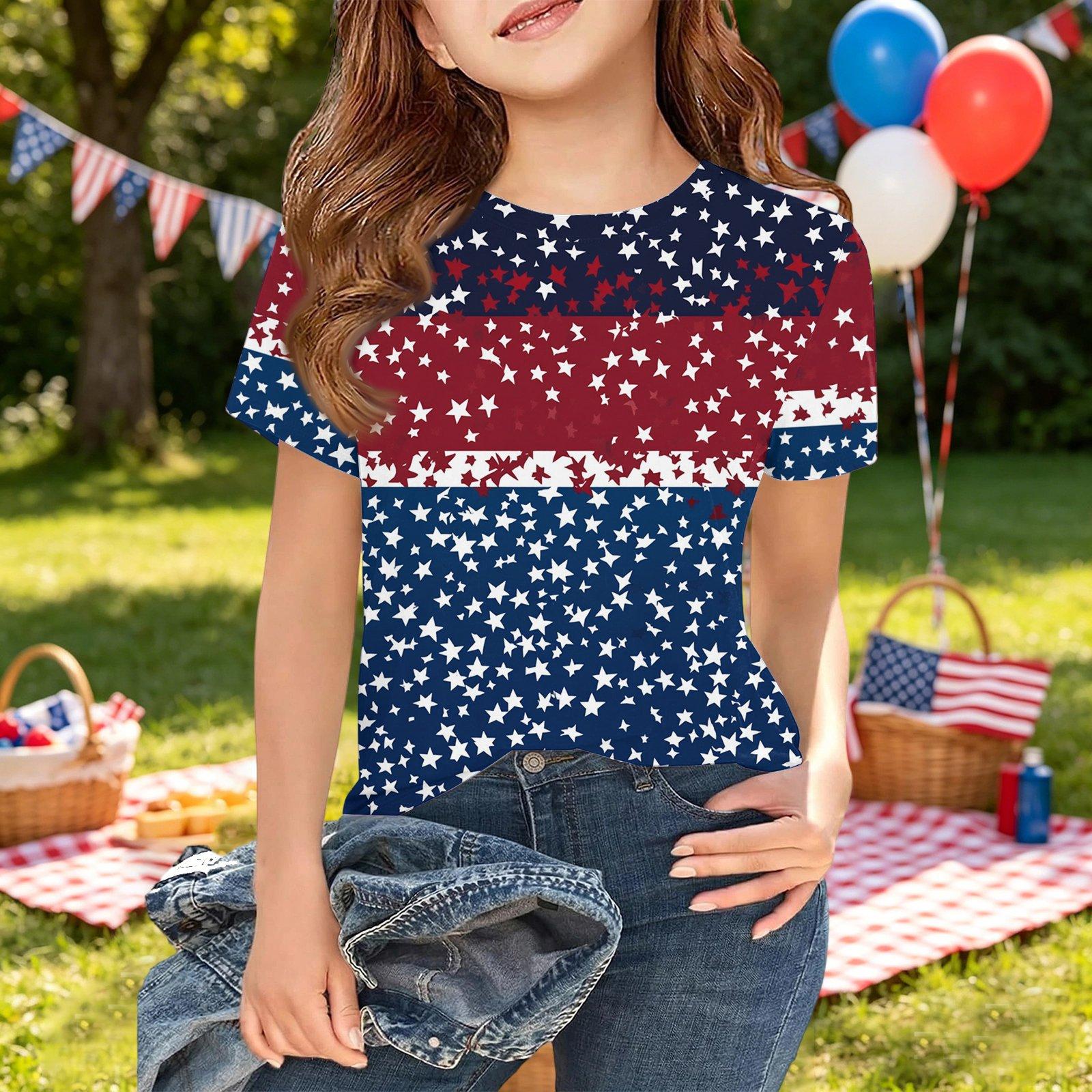 

Girls Short Sleeve T Shirt Floral Print Lightweight Casual Tee Top Comfortable Fit Soft Fabric 120