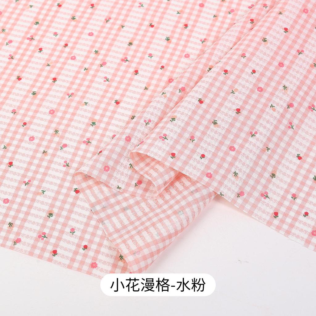 0.5m/1m/2m Grid Floral Printed Jacquard Fabric for Scene Decoration Dresses Curtains Tablecloths Handmade DIY Sewing Fabrics