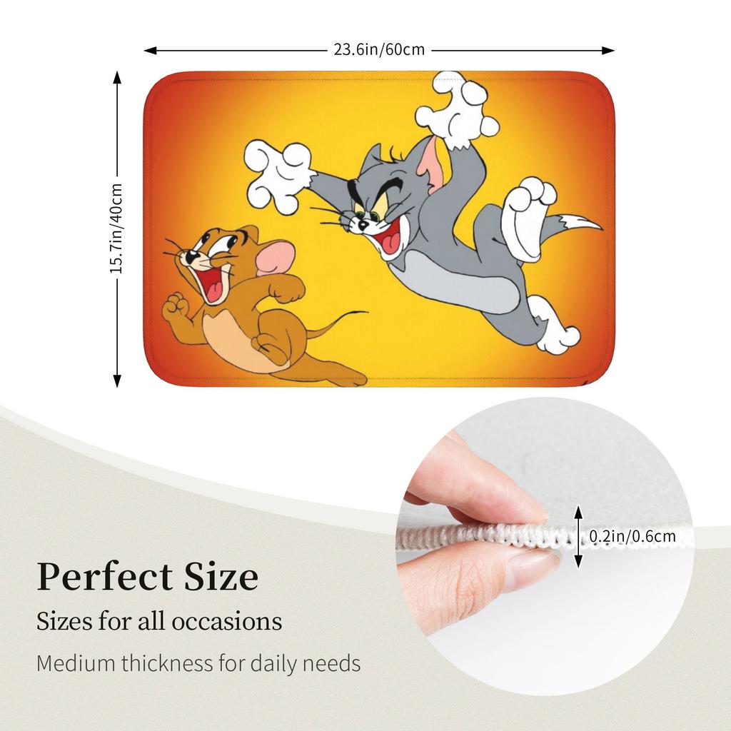 Custom  Cat And Mouse Doormat Non-Slip Entrance Welcome Kitchen Bath Floor Door Mat  Toilet Living Room Carpet Rug