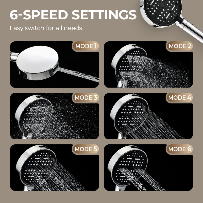 6 Modes Pressure Boost Shower Head Multifunction Adjustable Large Water Shower Nozzle Massage Bathroom Accessory