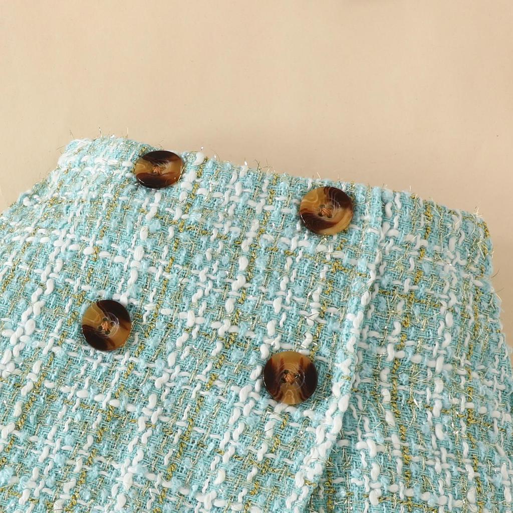 Dívčí batolecí set s dlouhým rukávem, rolákem a kostkovanou sukní