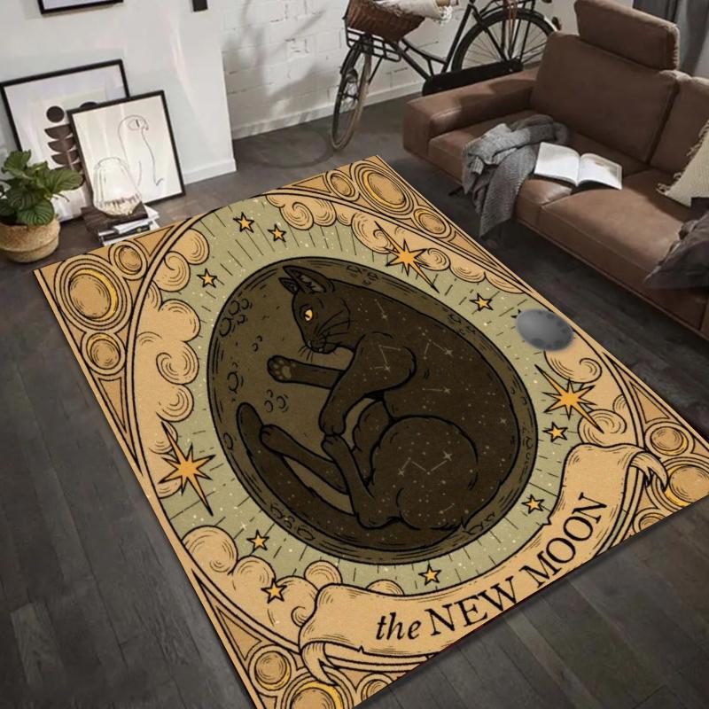 Yin Yang Cat & Tiger Rug - Celestial Sun Moon Star Pattern Carpet Mat for Living Room Home Decoration Living Room Decoration 40x60cm