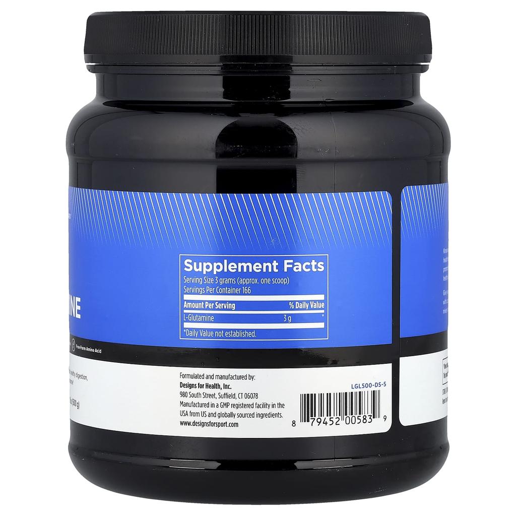 Designs For Health L-Glutamine, 500g (1.1lb)