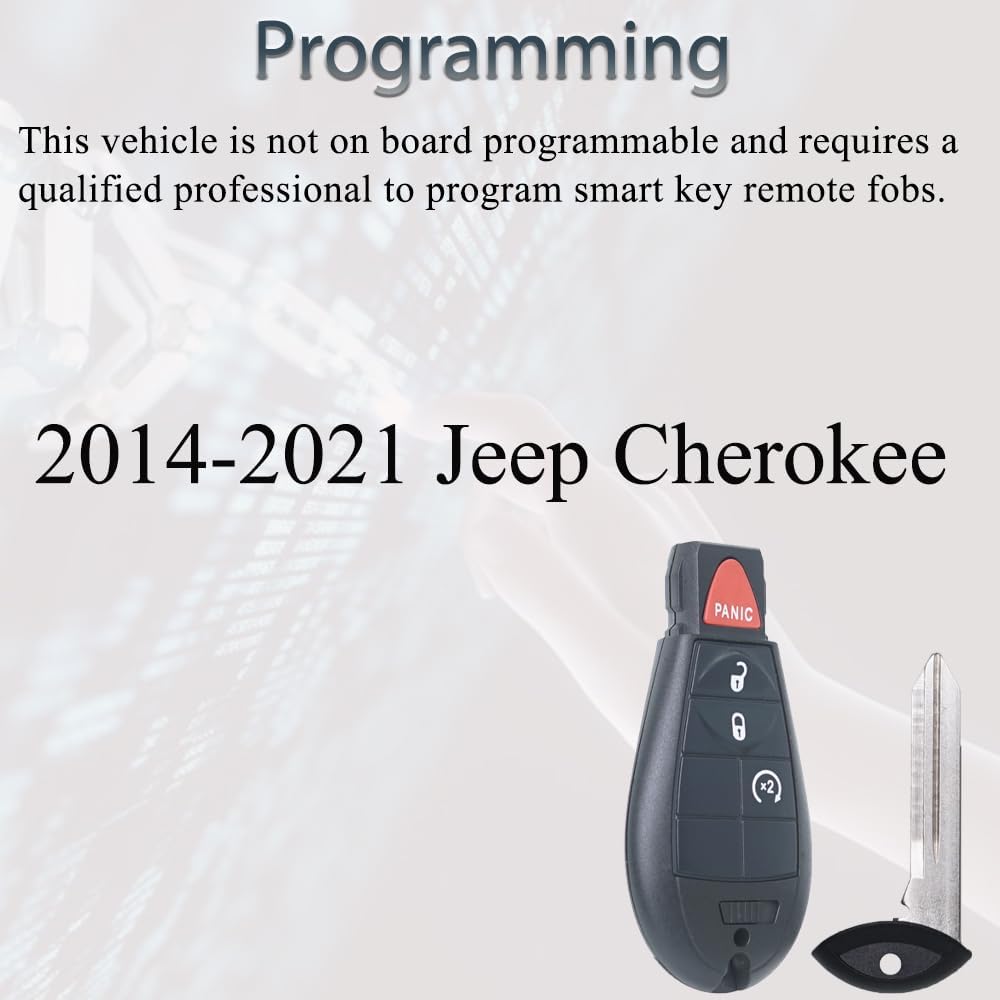 Key Fob Fits for Jeep Cherokee 2014 2015 2016 2017 2018    Keyless Entry Remote Control Key Replacement GQ4-53T 68105083 4A Chip 433MHz